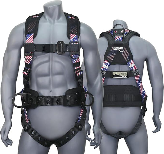 AFP Demon Fall Protection Comfortable Safety Harness (OSHA/ANSI PPE), Harness for Men Construction, Safety Harness Fall Protection Kit