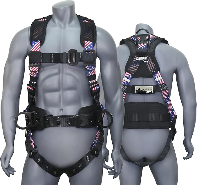 AFP Demon Fall Protection Comfortable Safety Harness (OSHA/ANSI PPE), Harness for Men Construction, Safety Harness Fall Protection Kit