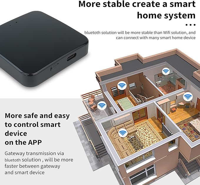 Smart Tuya Gateway,Tuya App Remote Control,Devices with Bluetooth Connectivity to Tuya-enabled Functions,Support Smart Key Box and Door Lock for Remote Unlocking (Black)