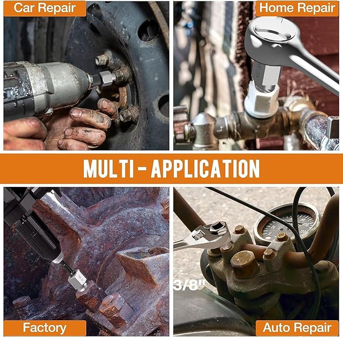 XEWEA Upgrade 15 Piece Screw Extractor Set, 3/8" Inch Impact Easy Out Stripped Screw Bolt Remover Kit Tool, Multi-Spline, for Removing Broken Screws, Bolts, Studs