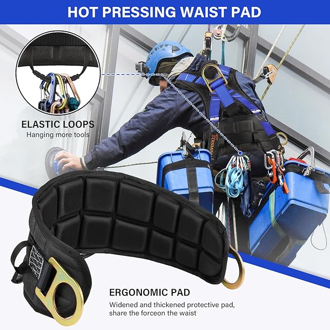 Trsmima Safety Harness Fall Protection - Roof Full Body Harness Men Construction Work Belt Tongue & Quick Connected Buckle