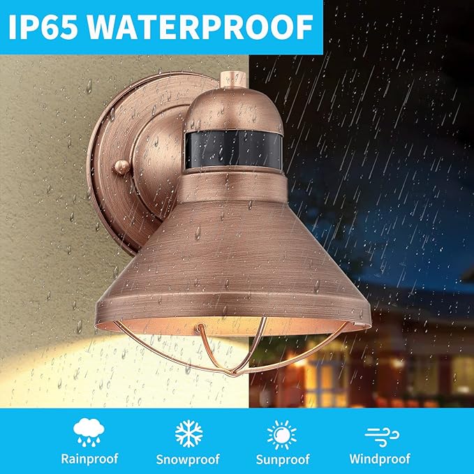 LONEDRUID Motion Sensor Outdoor LED Barn Light Dusk to Dawn Exterior Wall Lantern Waterproof Outside Sconce Lighting Fixtures Farmhouse Wall Mount Porch Lamp for House Garage Patio