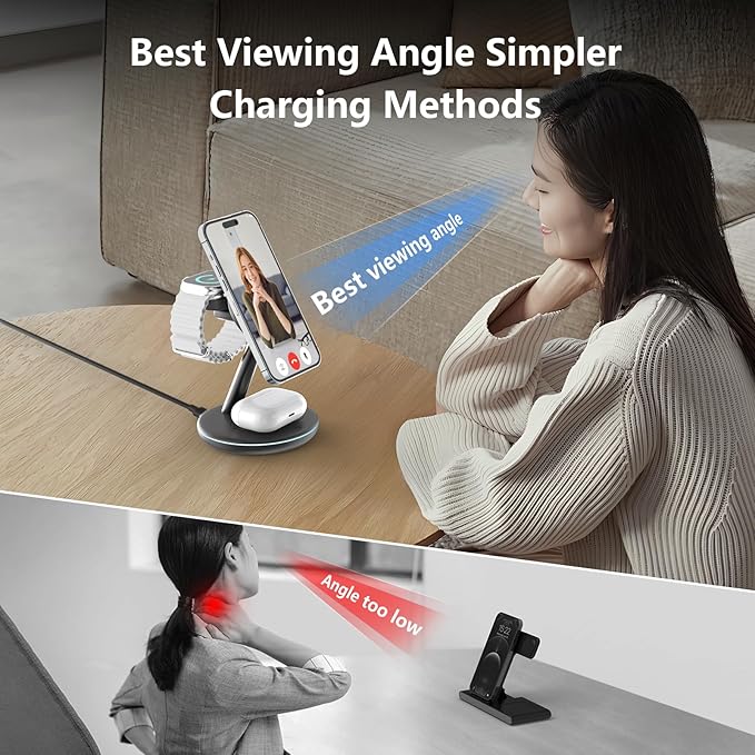 2025 3 in 1 Charging Station for Apple iPhone AirPods Watch with Mag-Safe Charger Wireless Charger Stand for iPhone 17 16 15 14 13 12 Series AirPods iWatch Series - Gifts for Wife & Husband