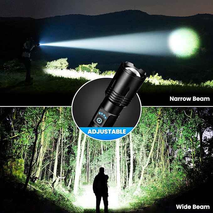 3 Pack Rechargeable Flashlights High Lumens, 99,000 Lumens Super Bright LED Flashlight for Home Camping, Handheld Flash Light Waterproof Flashlight with 5 Modes & Adjustable Function