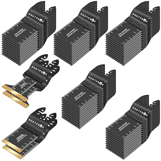 54 PCS Oscillating Saw Blades Professional Universal Wood Multitool Blades Titanium Oscillating Tool Blade for Metal Nails, Wood and Plastic Multi Tool Blades Kits Fit All Models (54PCS)