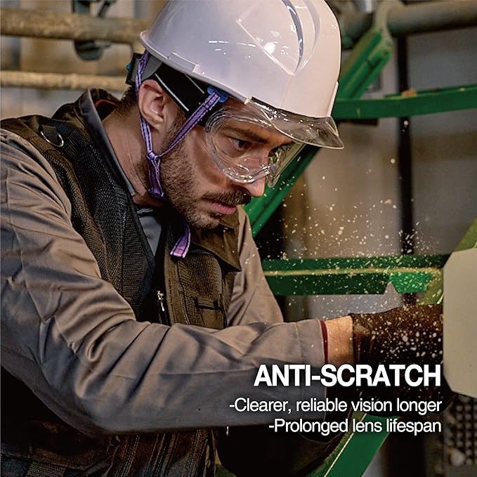 DEX FIT Protective Safety Goggles SG220A; OTG Over Glasses Fit, Anti Fog & Scratch, Z87 Eye Protection for Lab, Science, and Chemistry Work, Indirectly Vented, Adjustable for Women and Men