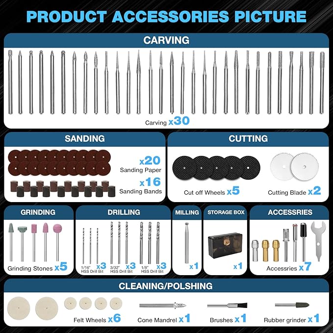 SHALL Cordless Rotary Tool Kit, 3.7V Mini Rotary Tool with 5 Speed and 104 Accessories, Multi-Purpose Power Engraving Tool for Sanding, Cutting, Carving, Drilling, Polishing, DIY Crafts - Type-C