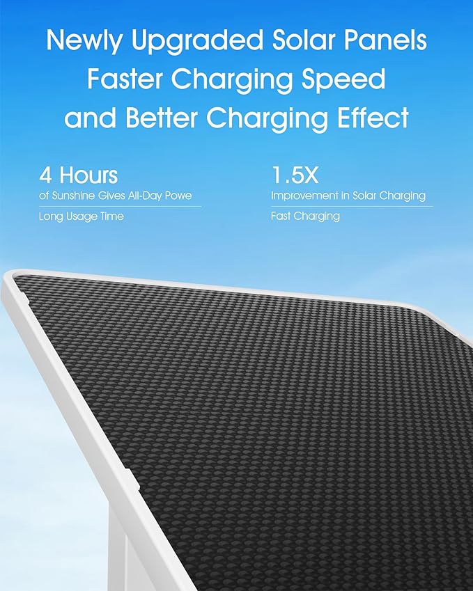 ANRAN 2K Solar Security Camera Wireless Outdoor, 360° Pan/Tilt Color Night Vision, PIR Human Detection, 2-Way Audio, Weatherproof, Compatible with Alexa, 2.4GHz WiFi Only