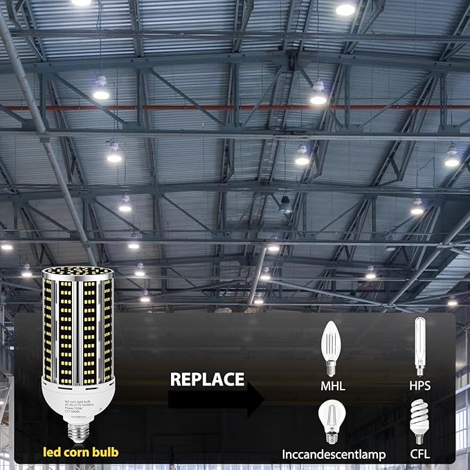 4 pack 120W LED Corn Light Bulb(1200W Equivalent ) ,Commercial Grade DayLight 5000K E26/E39 15900LM Medium Mogul Base LED Lamp,Large Area Lights For Outdoor Indoor Garage Warehouse Factory Bay Light
