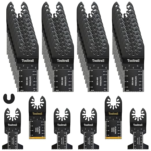 56PCS Oscillating Tool Blades,Universal Multi Tool Blades for Wood,Plastic and Metal,Oscillating Saw Blades Fit Dewalt Ryobi Milwaukee Rockwell Fein (56)