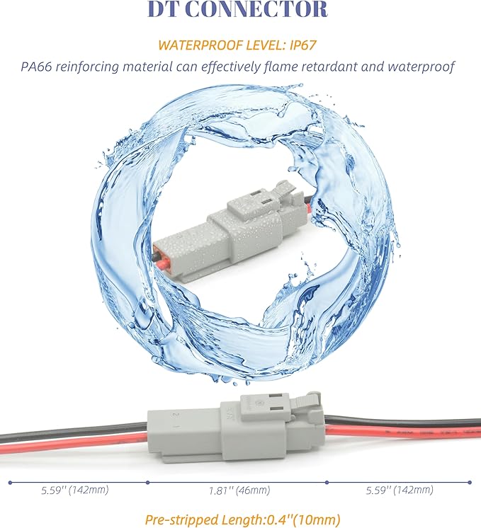 DT 2 Pin Connector Kit Waterproof Electrical Connector 16 AWG Male and Female Automotive Wire Connectors for Car Truck Boat, Dt Connector 6 Sets (2 Pin 6 Sets)