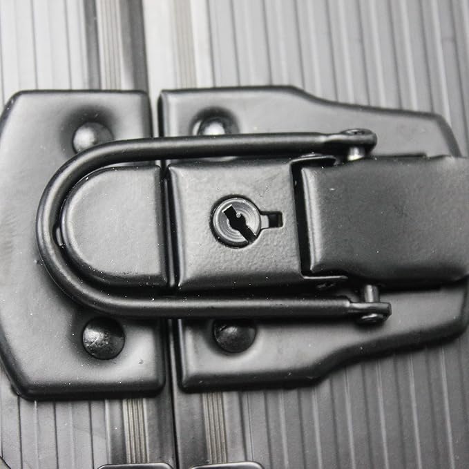 Aluminum Trolley Case Tool Set, Hand Tool Box with 4 Layers of Toolset and Wheels, Portable Tool Box for Home/Auto Repair for Men (Black)