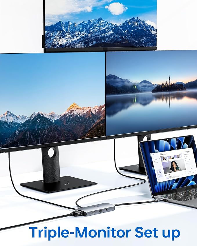 USB C Docking Station Dual Monitor, LIONWEI Laptop Docking Station with Dual 4K HDMI, VGA, 100W PD, 3 USB, USB C Hub Multiport Adapter for Dell, Lenovo, HP, Surface