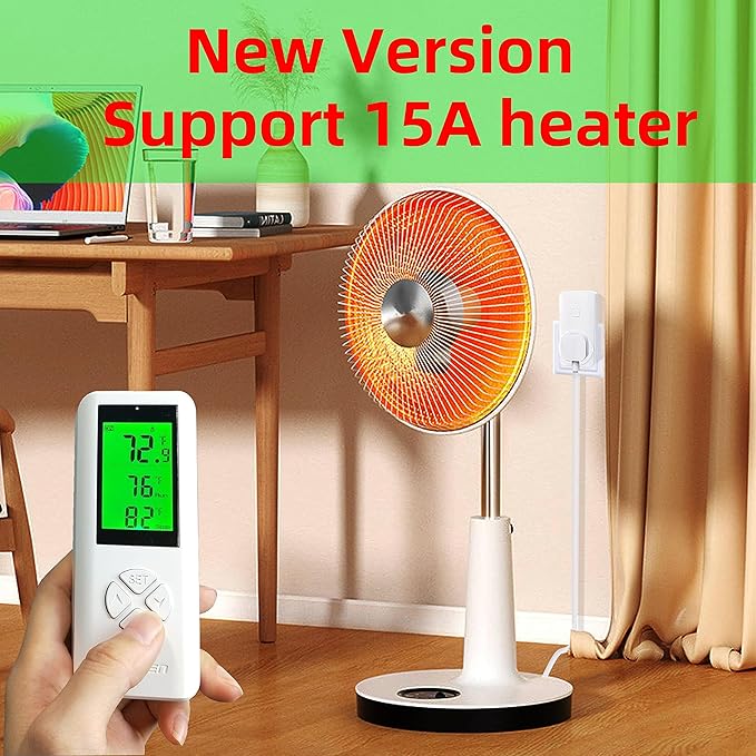 WTC100 Wireless Temperature Controller Digital Plug-in Thermostat Outlet Remote Control Heating Cooling Mode for Window A/C Fan Heater Greenhouse Homebrewing Reptile (Built-in Temp Sensor)