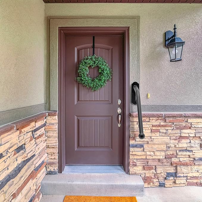 SELEWARE Fully Welded Staircase Handrail Iron Handrail Indoor Outdoor Steps Garage Railing Safety Grab Bar for Elderly Bird Shaped 24'' Length 1.3'' Dia