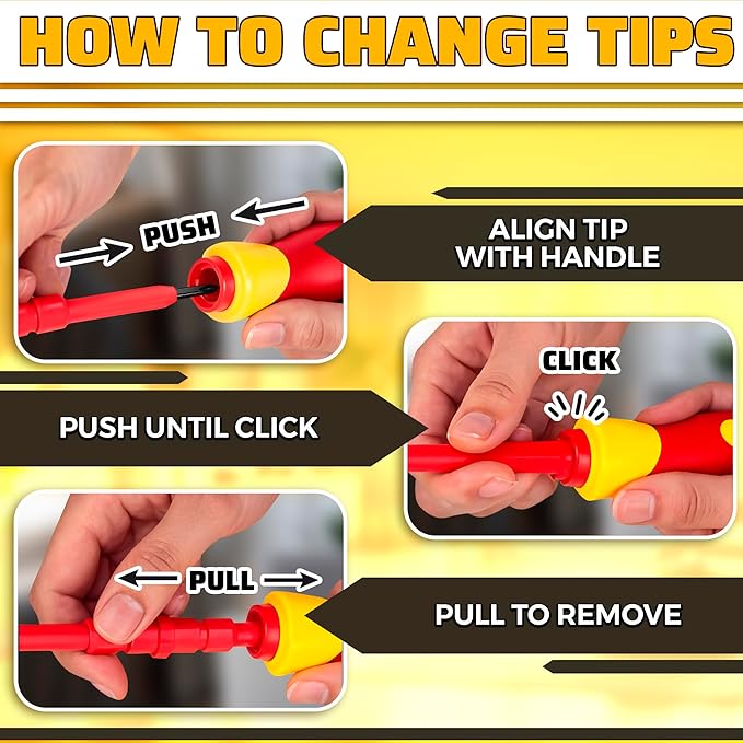 14 Tips Multi Bit Screw Driver Kit - Screwdriver Set for Various Uses, Versatile Head Types (Crosshead, Slotted, 6-Point, Square, Hexagonal), Strong Magnetic Tips and Insulated Cover, Convenient Case