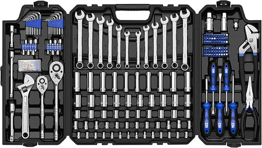Prostormer 240-Piece Mechanics Tool Set, General Assorted SAE/Metric Sockets and Wrenches Automotive Repair Tool Kit with Plastic Storage Toolbox