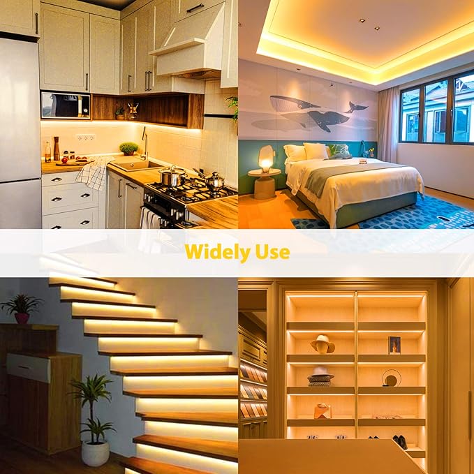 Lamomo LED Neon Lights, 16.4ft Yellow LED Strip Light, 12V 0.39In/Cut Silicone Waterproof Neon Rope Light, DIY Neon Sign for Bedroom Indoor Outdoor Decoration（Power Adapter not Included）