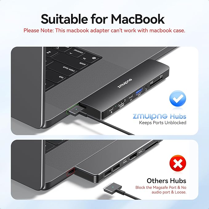 USB C Hub Adapter for MacBook Pro Air 2025-2016 Docking Station for MacBook M4 M3 M2 M1 USB C to HDMI Mac Accessories Multiport Dongle with 4K HDMI USB 3.0 SD TF Thunderbolt 3 USB-C Port Type C