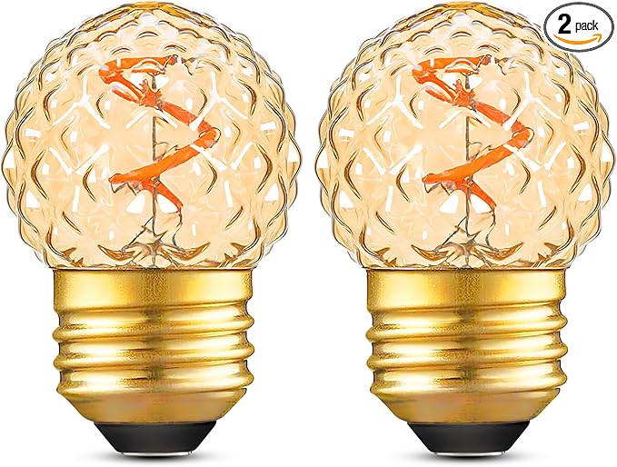 G40 Replacement Bulbs Night Light Bulbs Small Edison Light Bulb Base Sizes Chart Mini Globe Low Watt Light Bulbs 1W(10W Equivalent),AC120V Warm White 2200K 80LM,Outdoor Holiday Decorative Bulb,2 Pack