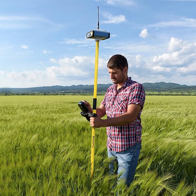 AdirPro Aluminum GPS Rover Rod – 2m 2-Piece Design GPS Pole for Land Surveying & Engineering – RTK GPS/GNSS Accessory – Includes Level Vial & Carrying Case (Yellow)