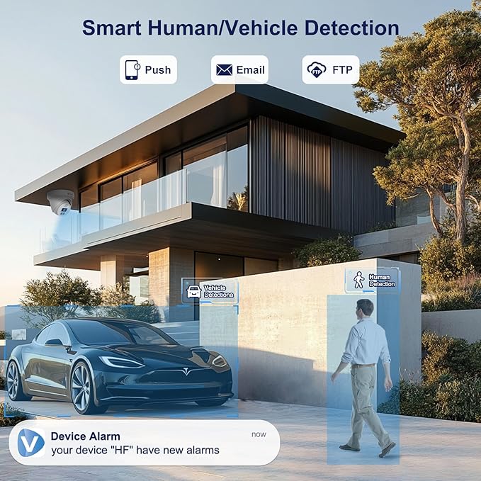 Anpviz 16CH PoE Security Camera System with Two-Way Audio, 16pcs Wired 6MP PoE IP Camera with Human Vehicle Detection, 4K 16CH NVR Built-in 4TB HDD for 24/7 Recording, Smart Color Night Vision