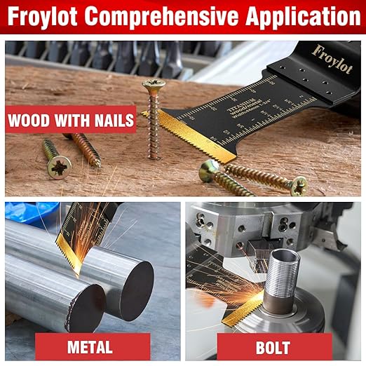 49pcs Titanium Oscillating Tool Blades High-Carbon Steel Multitool Blades, Universal Vibrating Multi Tool Blades Kits for Metal Wood Cutting, Fit Dewalt Bosch Milwaukee Ryobi Rockwell Fein Makita