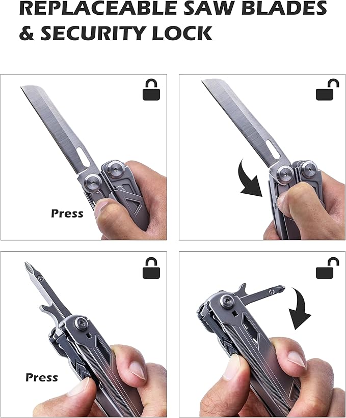RUSH DEER Multi-Tool 18-in-1 Essential Survival Tools and Multitools Plier- Versatile Camping Tool Kit-Gift for Men-ultimate versatile toolkit For DIY, Outdoor (Sliver)
