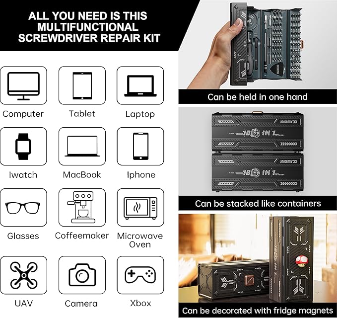 Precision Ratchet Screwdriver Set with Case, JAKEMY 180 in 1 Computer Screwdriver Tool, Compact Tool Set, Screwdriver Repair Kit for Laptop, iPhone, MacBook, PS5, Xbox, RC, Watch, Jewelry, Eyeglasses