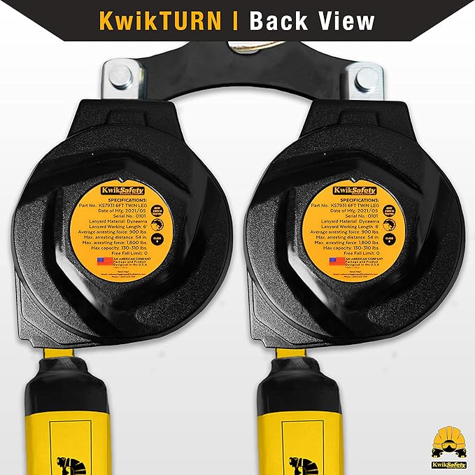 KwikSafety - 6' mini Mamba Twin-Leg Self Retracting Lifeline [NO Tangle Web] Class 1 Retractable Safety Lanyard SRL ANSI OSHA