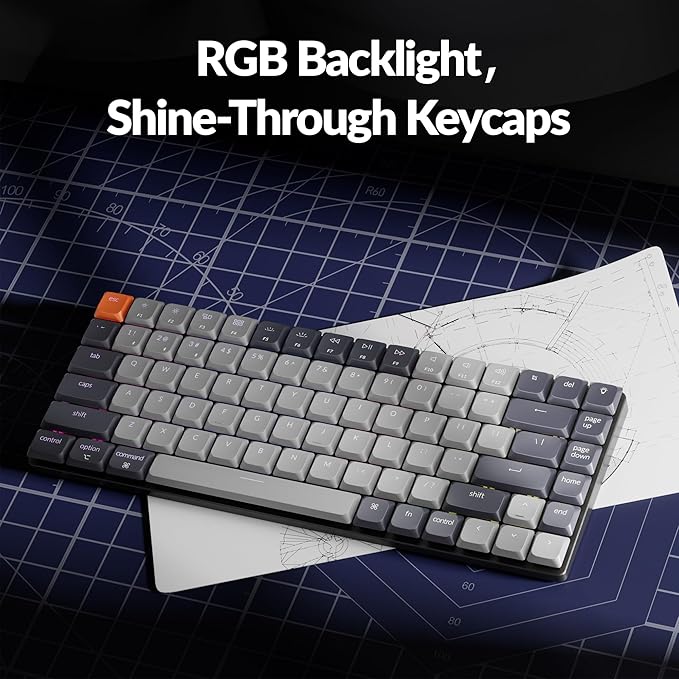 Keychron K3 75% QMK Wireless Mechanical Keyboard, Bluetooth 5.2/Wired Connection Custom Programmable RGB, Hot-Swappable with Low Profile Red Switch for Mac Windows Linux - Version 3