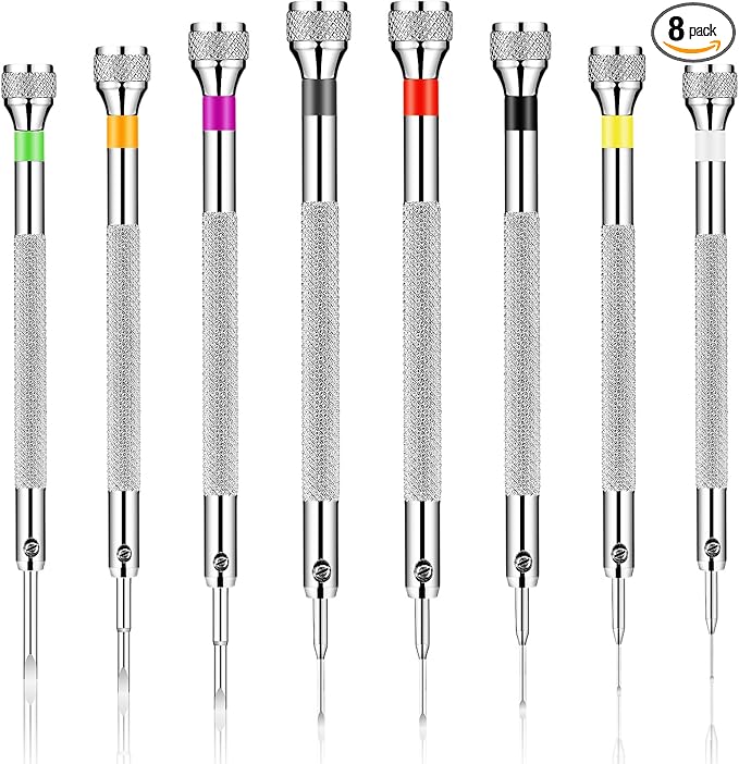Chumia 8 Pieces Precision Jewelers Screwdriver Set, Micro Watch Repair Screwdriver Set 0.6-2.0 mm for Watch, Eyeglasses, Jewelry Work, Electronics Repair(Flathead)