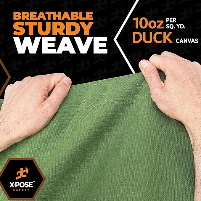 Xpose Safety Canvas Tarp - 10oz Green Canvas Tarps Heavy Duty Water Resistant with Brass Grommets- Multipurpose Outdoor Tarpaulin for Camping, Canopy, Trailer, Equipment Cover 4' x 4' (2 Pack)