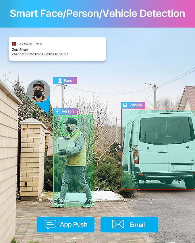 ZOSI 16CH 4K PoE Security Camera System with Person Vehicle Detection,8pcs 5MP PoE IP Cameras Outdoor Indoor,2 Way Audio,Color Night Vision,16CH 4K NVR Recorder with 4TB HDD for 24/7 Recording