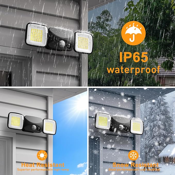 Rechargeable Battery Operated Lights 3-5 Months Endurance Motion Sensor Light Outdoor High Brightness, USB Charging Flood Light for Garage Entryways Yard Indoor Black 2Pack (Small Size)