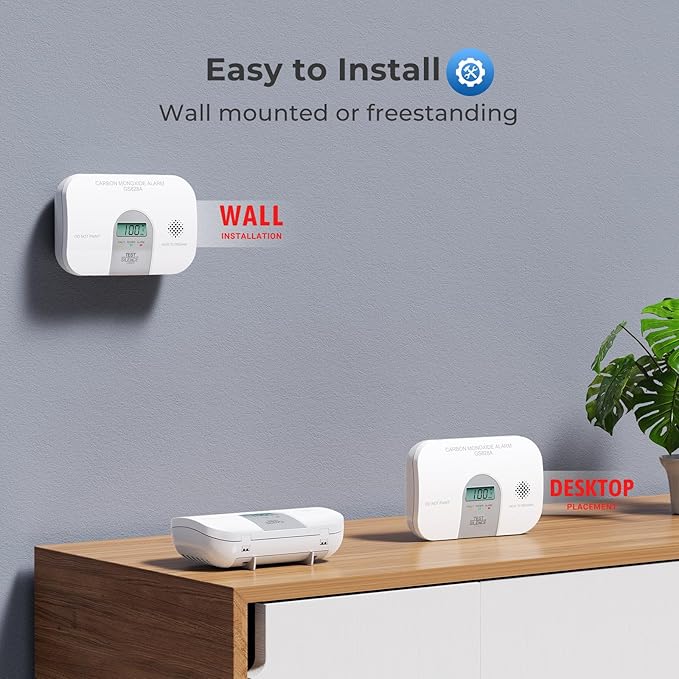 Siterwell Carbon Monoxide Detectors, 10 Year Product Life CO Detector with LCD Digital Display and Sound Warning, ETL Listed, Carbon Monoxide Detectors Battery Operated for Home School Office, 1-Pack