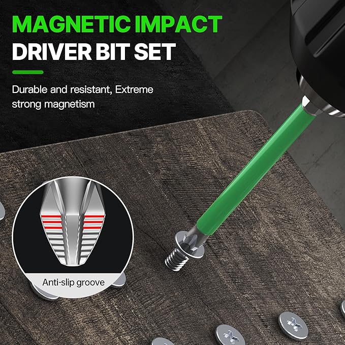 HUHAO 4Pcs High Magnetic Screwdriver Bit Set,S2 Alloy Steel Anti-Slip Drill Bit,1/4 Inch Hex Shank,Phillips Impact Screwdriver Bits Sets Waterproof Impact Batch Head for Electric Hand Tool