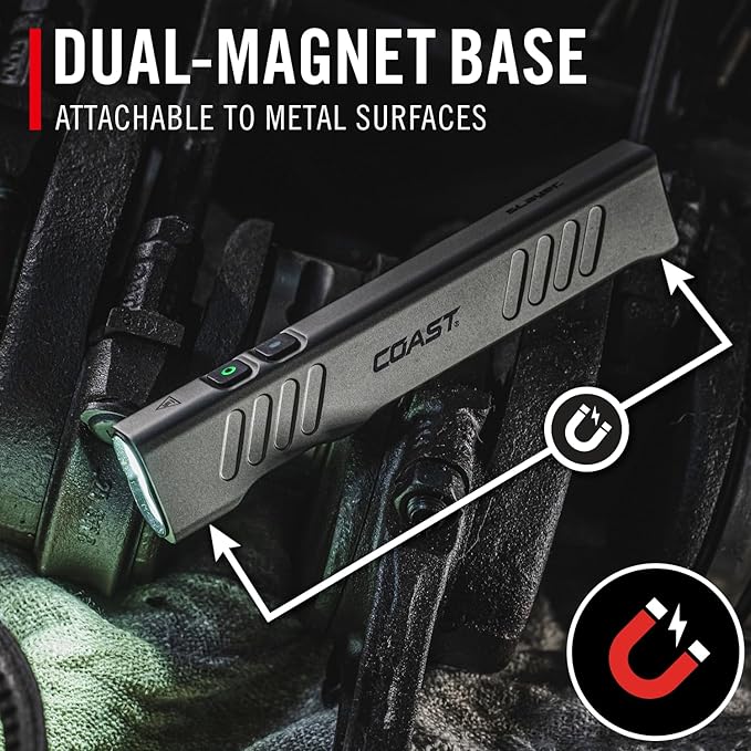 Coast Slayer Laser 1000 Lumen USB-C Rechargeable LED Flashlight with Pocket Clip - 5 mW Laser, 650 nm Wavelength