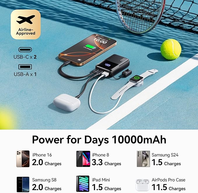 INIU Pocket Size Portable Charger, Ultra Small 10000mAh 45W PD Power Bank, USB C in&Out Fast Charging Battery Pack, Travel Essentials Powerbank for iPhone 17 16 15 14 Pro Air, iPad, Samsung S24 etc