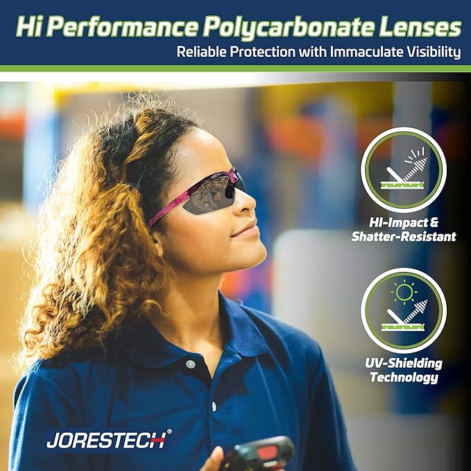 JORESTECH Safety Eyewear, ANSI Z87+ Impact Resistant Polycarbonated Eye Protection Safety Glasses, pack of 12
