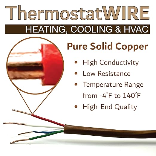 18/4 500Ft. NATIONAL Wire&Cable Thermostat Doorbell HVAC Heating Control Professional Cable Wire - Made in USA - 100% Solid Copper Conductors, CL2 ETL Listed, Low Voltage Applications Use