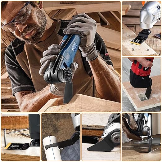 CONNOO 120 Pack Oscillating Saw Blades, Multitool Oscillating Tool Blades for Wood Metal Plastics, Japanese Long Teeth, Quick Release Multi Tool Blades Kits for Oscillating Tools