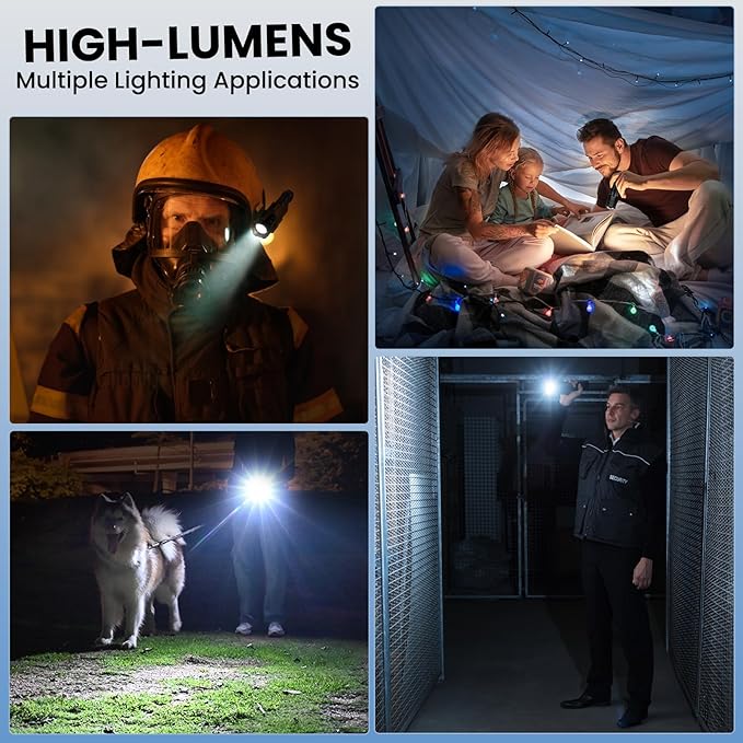 Rechargeable LED Flashlights High Lumens, 99,000 Lumen Super Bright Flashlight with 7 Modes & Waterproof, Powerful USB Rechargeable Handheld Flash Light for Camping Home, Black