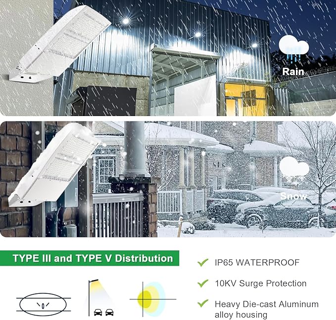 480V 150W LED Parking Lot Light, 5000K 21000LM(140lm/w) LED Shoebox Area Light - Yoke Mount, Dimmable Commercial Street Lighting, Surge Protection Built-in, AC277-480V UL DLC Listed