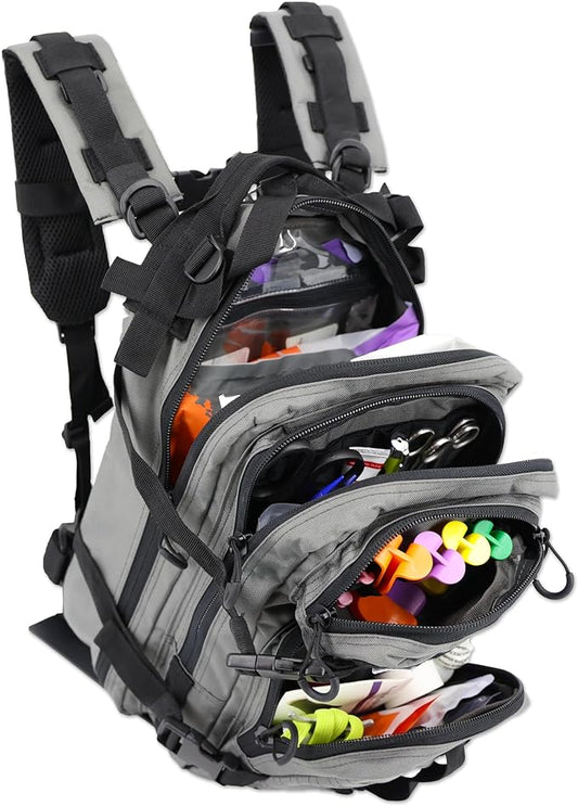 Lightning X Stocked EMS/EMT Trauma & Bleeding First Aid Responder Medical Backpack + Kit (Grey)