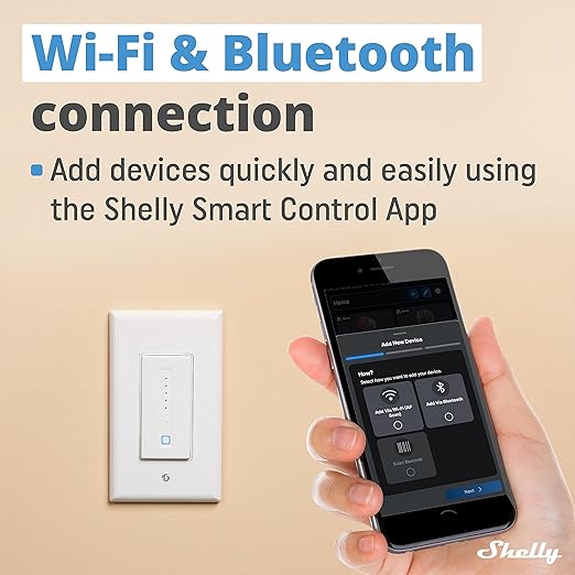 Shelly Plus Wall Dimmer UL | WiFi Smart Wall Dimmer Switch | Home Automation | Bluetooth Gateway | Compatible with Alexa, Home Assistant & Google | No Hub Required | Dimmable Lights (2 Pack)