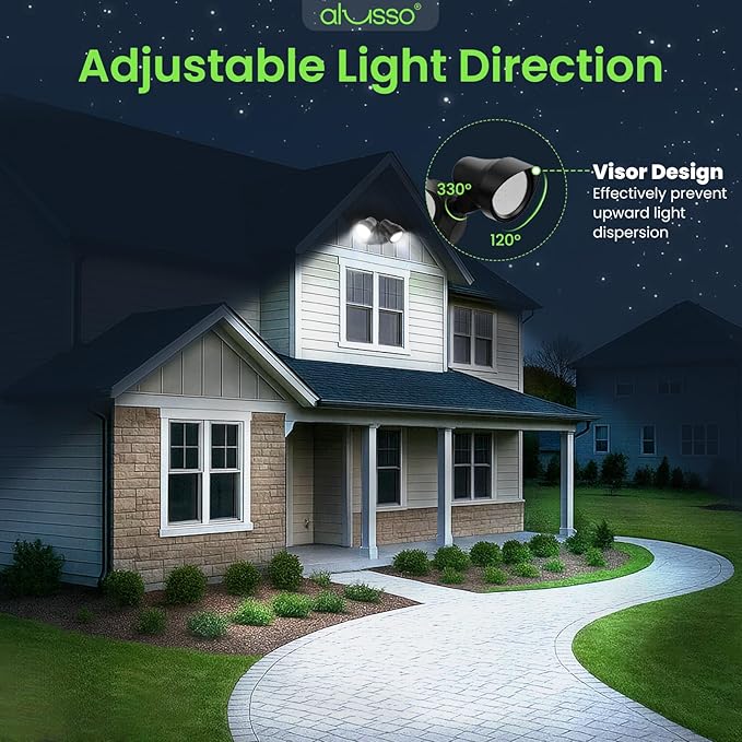 ALUSSO® Dusk to Dawn Outdoor Lighting, 25W 2000LM Dusk Till Dawn Outdoor Light, 3000K/4000K/6000K 3CCT IP65 Security Lights ETL Listed Dusk to Dawn Hardwired for House Garage Yard Walkway Black 2 Pack