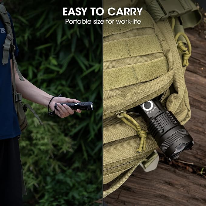 Rechargeable 90,000 High Lumens Flashlights - 3 Pack Super Bright LED Flash Light for Home with 5 Modes, Powerful Waterproof Handheld Flashlight for Camping Emergencies (L-3P)