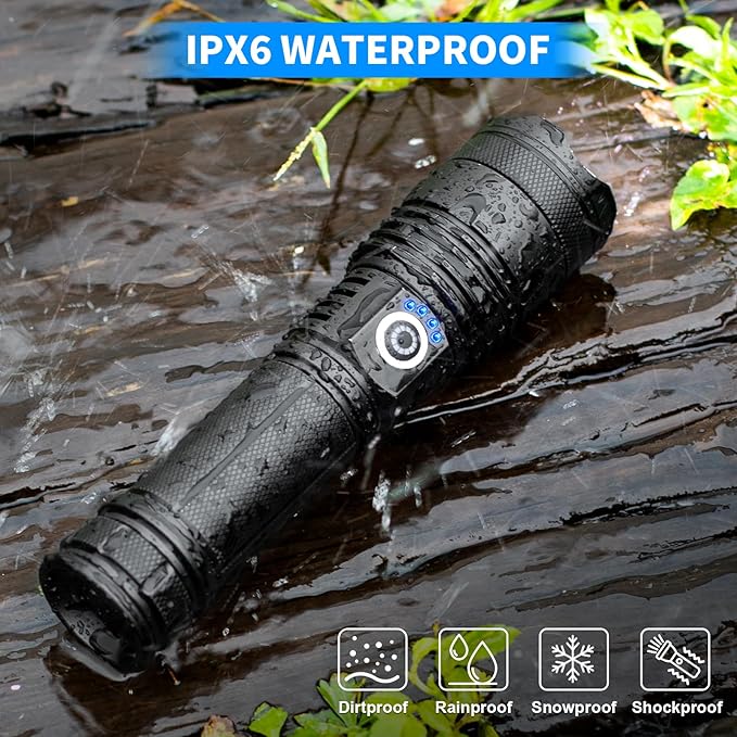 Rechargeable Led Flashlights high lumens, 2 Packs 3000 Lumen Super Bright Flashlight with 5 Modes, Powerful Waterproof Flash Light for Home,Emergencies,Camping