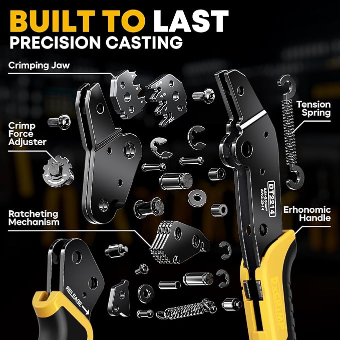 Deutsch Connectors Crimping Tool Kit, Deutsch Connector Kit 2/3/4/6 Pin DT Connectors Waterproof Automotive Electrical Connectors with 22-14 AWG Deutsch Crimp Tool, Deutsch Pin Removal Tool